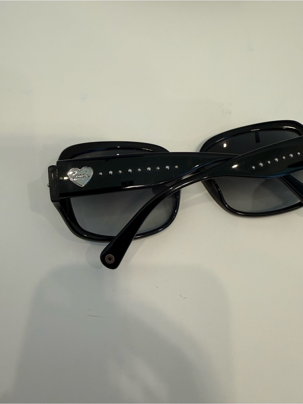 Y2K Coach Scarlet Black Oversized Square Sunglasses Silver Tone Accents Case - Picture 7 of 7